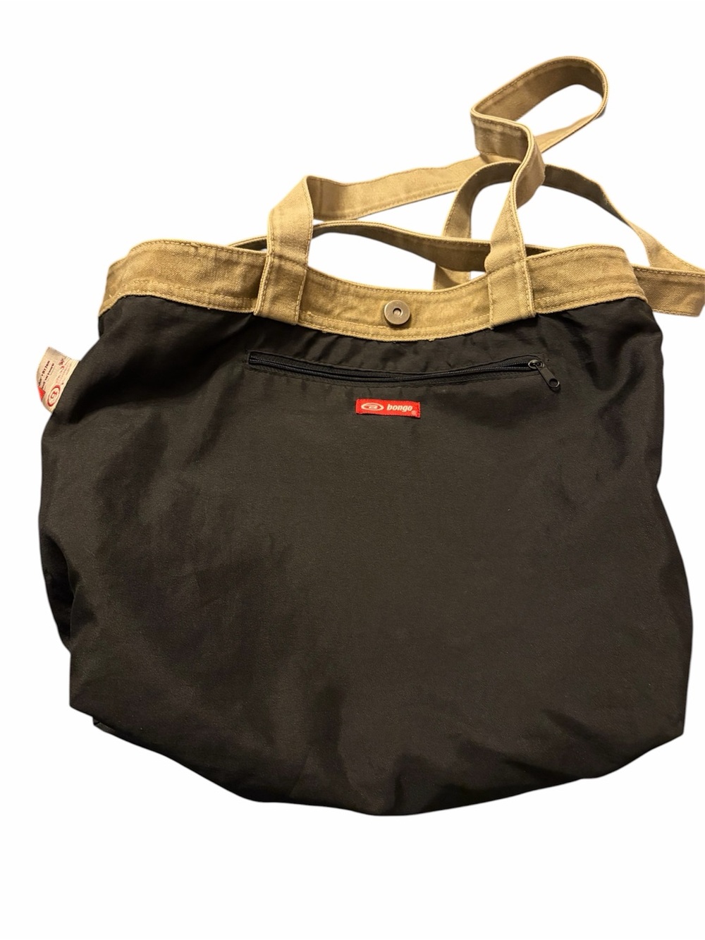 BONGO Y2K Mint Condition Grunge Canvas Cargo Pocket Utility Tote Bag Olive/Khaki - Picture 6 of 7
